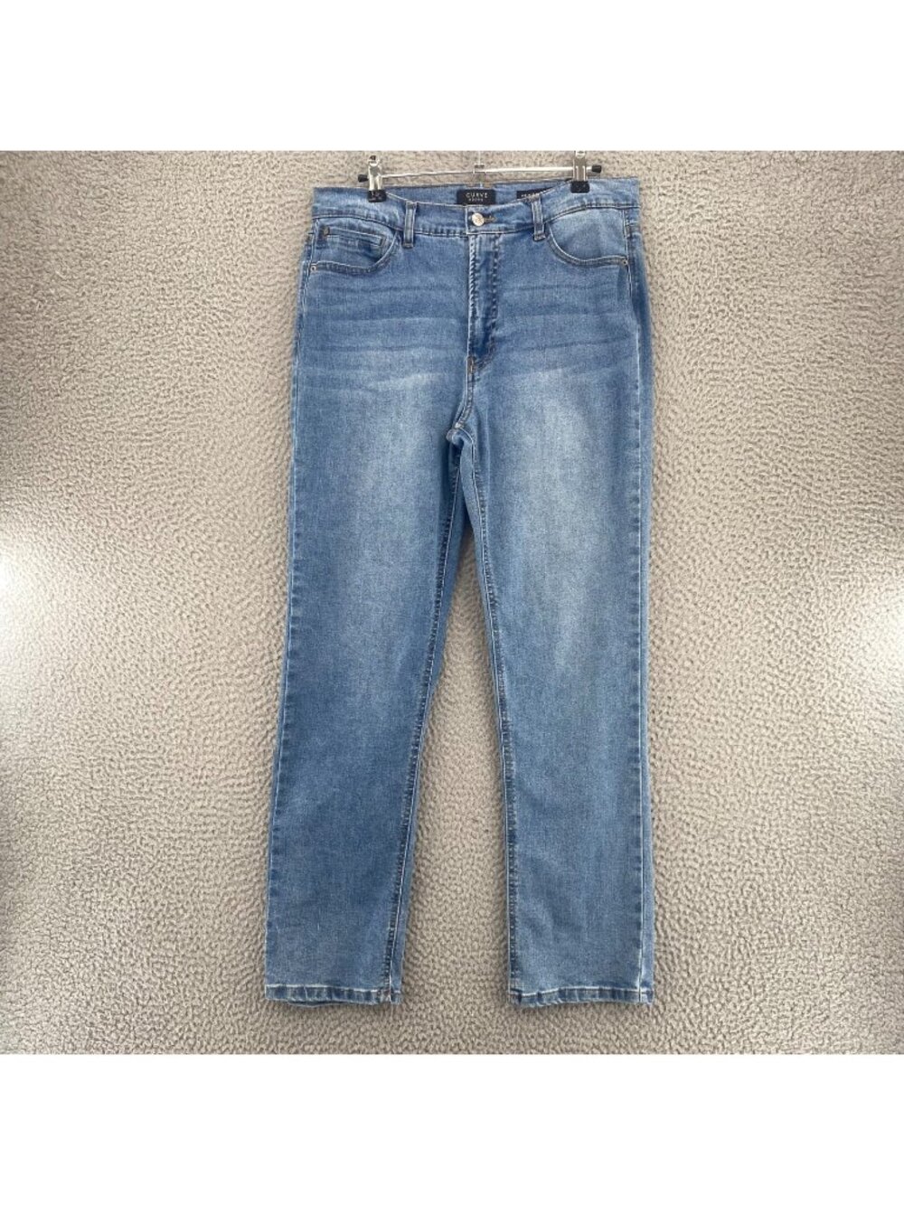 Curve Appeal Jeans Womens 6 Blue Denim Mid Rise Relaxed Fit Straight Leg Stretch